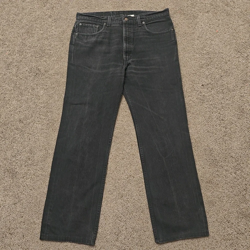 Vintage Levis 505‎ Jeans Mens 38x30 Black Denim Regular Fit Straight Leg USA 90s
